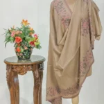 Natural Beige Pure Pashmina Shawl With Kani Border