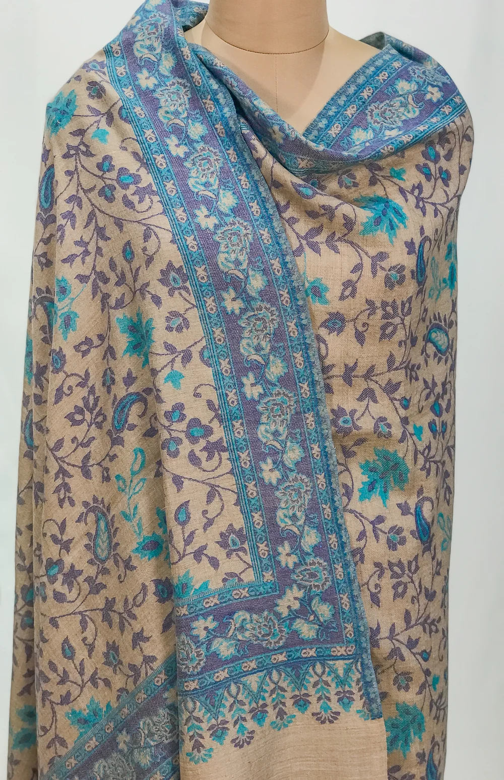 Natural Pure Pashmina Shawl With Kani Embroidery Front
