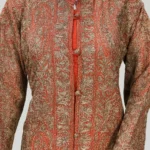Deep Maroon Raw Silk Jacket with Silk and Aari Work Front