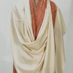 Cream Pure Pashmina Shawl With Sozni Hand Embroidery Front