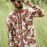 White Men Long Coat with Kashmiri Embroidery