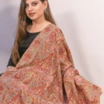 Beige Pure Pashmina Shawl With Multi-Colour Sozni Jamawar Hand Embroidery