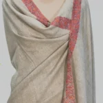 Gray Pure Pashmina Shawl With Sozni Hand Embroidery Front