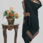 Deep Black Pure Pashmina Shawl With Sozni Hand Embroidery