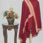 Carmine Maroon Pure Pashmina Shawl With Sozni Hand Embroidery