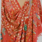 Peach Pure Pashmina Shawl With Multi-Colour Jama Hand Embroidery Front