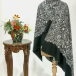 Black Pure Pashmina Shawl With Papier Mache Jama Hand Embroidery