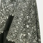 Black Pure Pashmina Shawl With Papier Mache Jama Hand Embroidery Front