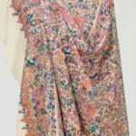 Cream Pure Pashmina Shawl With Papier Mache Jama Hand Embroidery Front