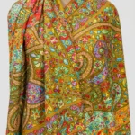 Medallion Yellow Pure Pashmina Shawl With Papier Mache Jama Hand Embroidery Front