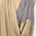 Light Natural Pure Pashmina Shawl With Sozni Hand Embroidery Front