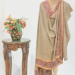 Natural Pure Pashmina Shawl With Papier Mache and Tilla Border Design