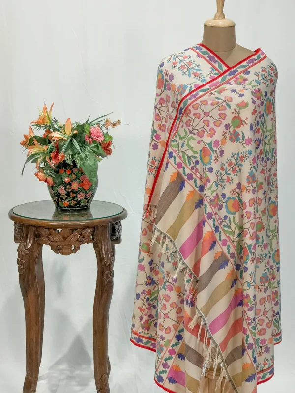 Off-White Kani Pure Pashmina Shawl