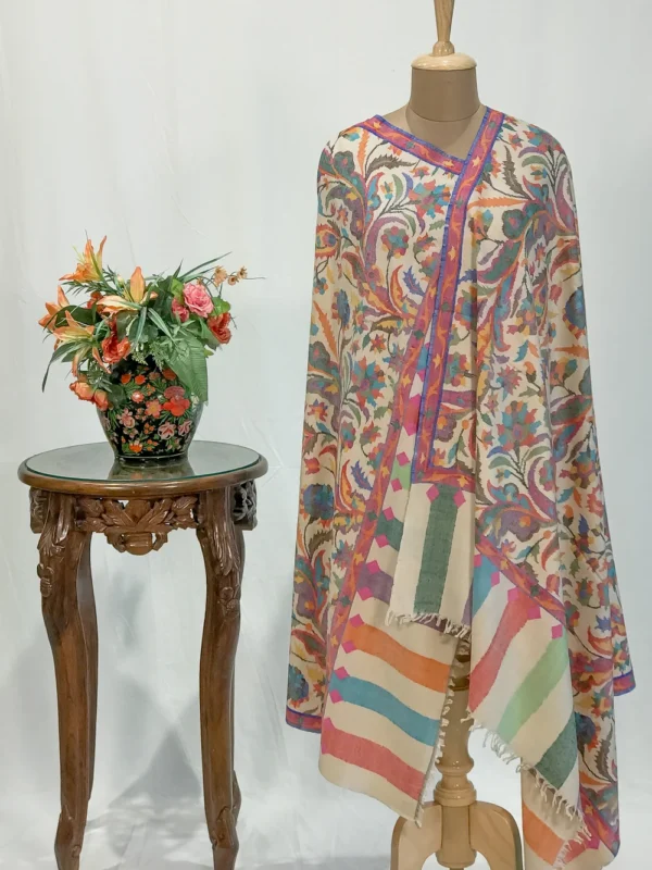 Cream Kani Pure Pashmina Shawl