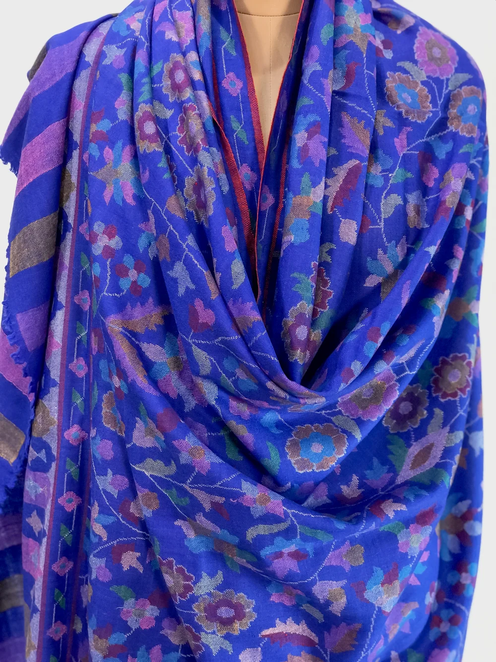Blue Kani Pure Pashmina Shawl Front