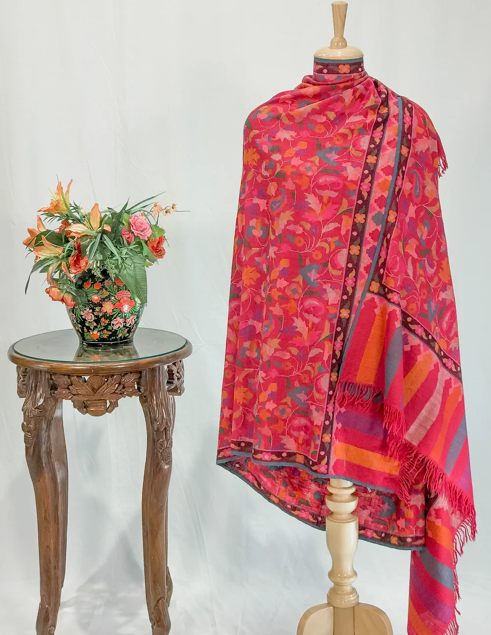 Red Kani Pure Pashmina Shawl