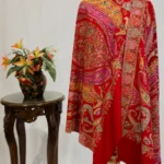Red Pure Pashmina Shawl With Multi-Colour Jama Hand Embroidery