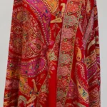 Red Pure Pashmina Shawl With Multi-Colour Jama Hand Embroidery Front