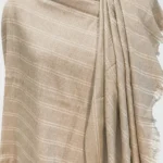 Beige Striped Ladakhi Pashmina Shawl Front