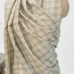 Creamy Beige Checked Ladakhi Pashmina Shawl Front