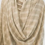 Beige Small Checked Ladakhi Pashmina Shawl Front