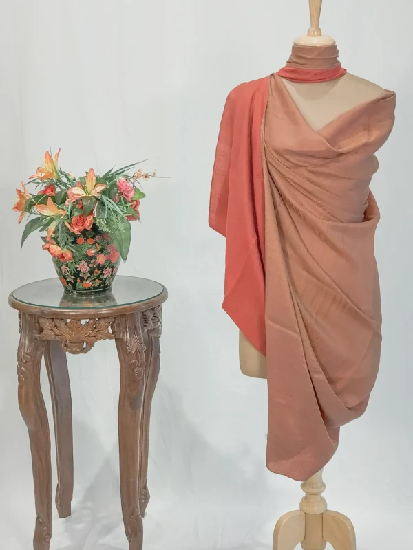 Zari Reversible Rust Pure Pashmina Shawl