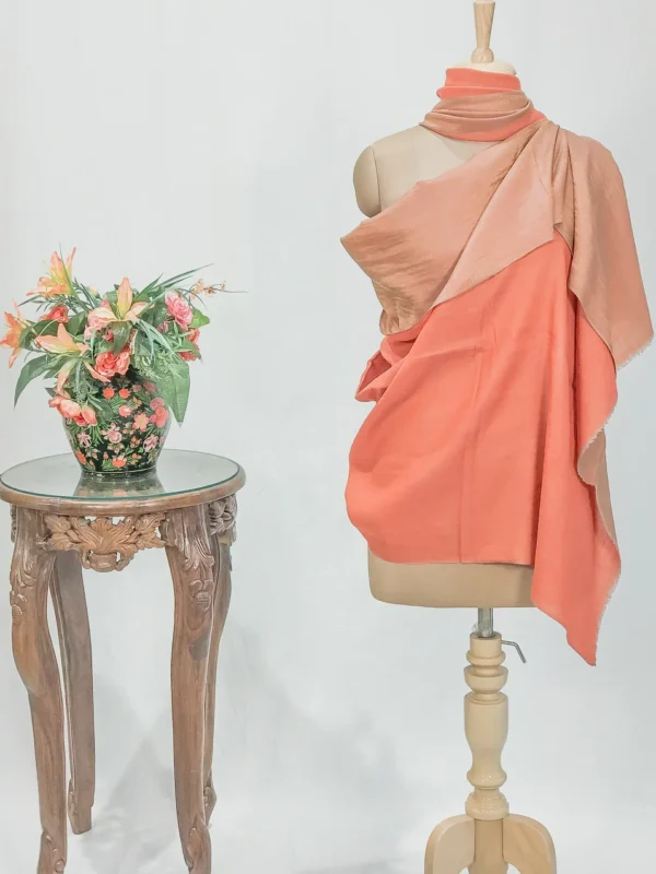 Zari Reversible Orange Pure Pashmina Shawl
