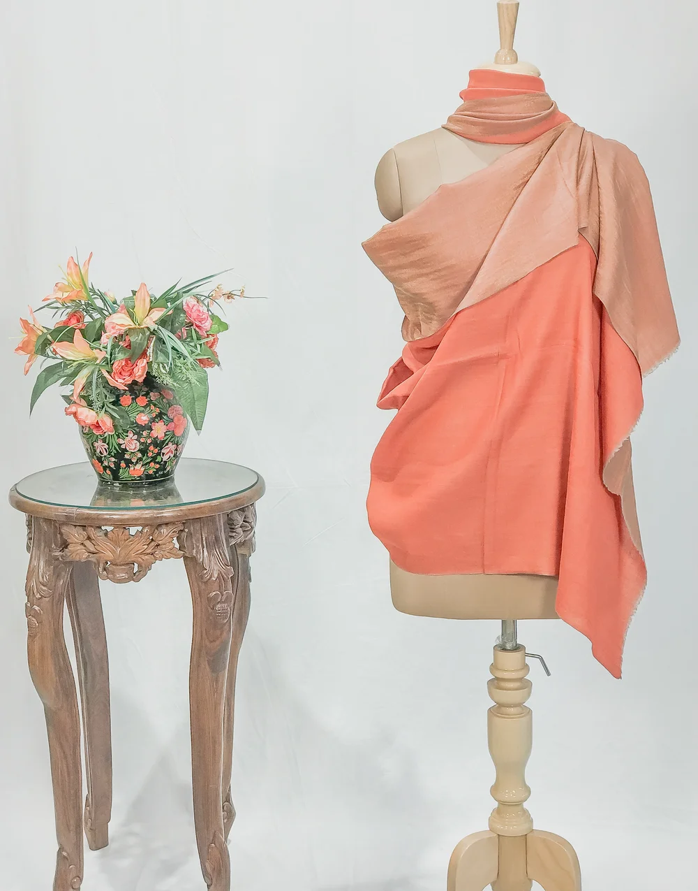 Zari Reversible Orange Pure Pashmina Shawl Zari Reversible Orange Pure Pashmina Shawl