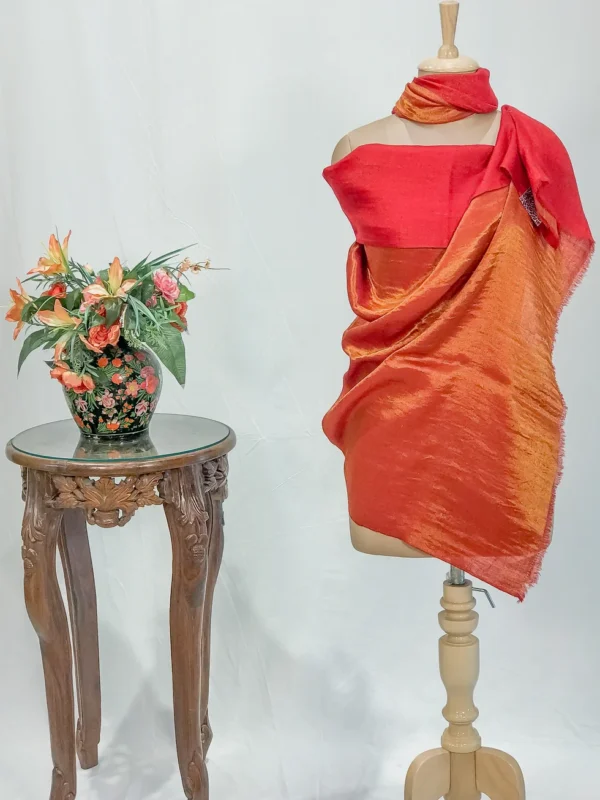 Zari Reversible Red Pure Pashmina Shawl