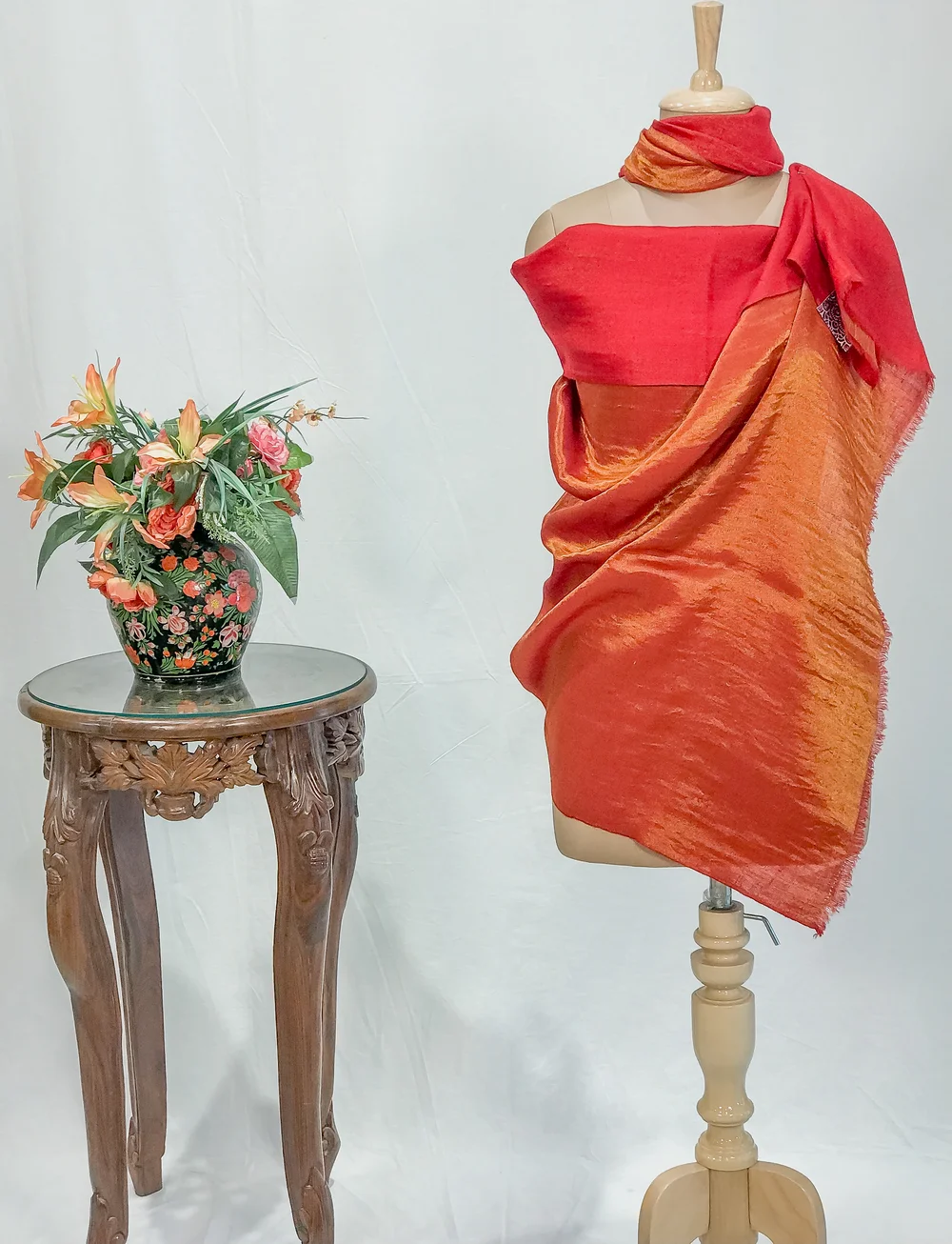 Zari Reversible Red Pure Pashmina Shawl