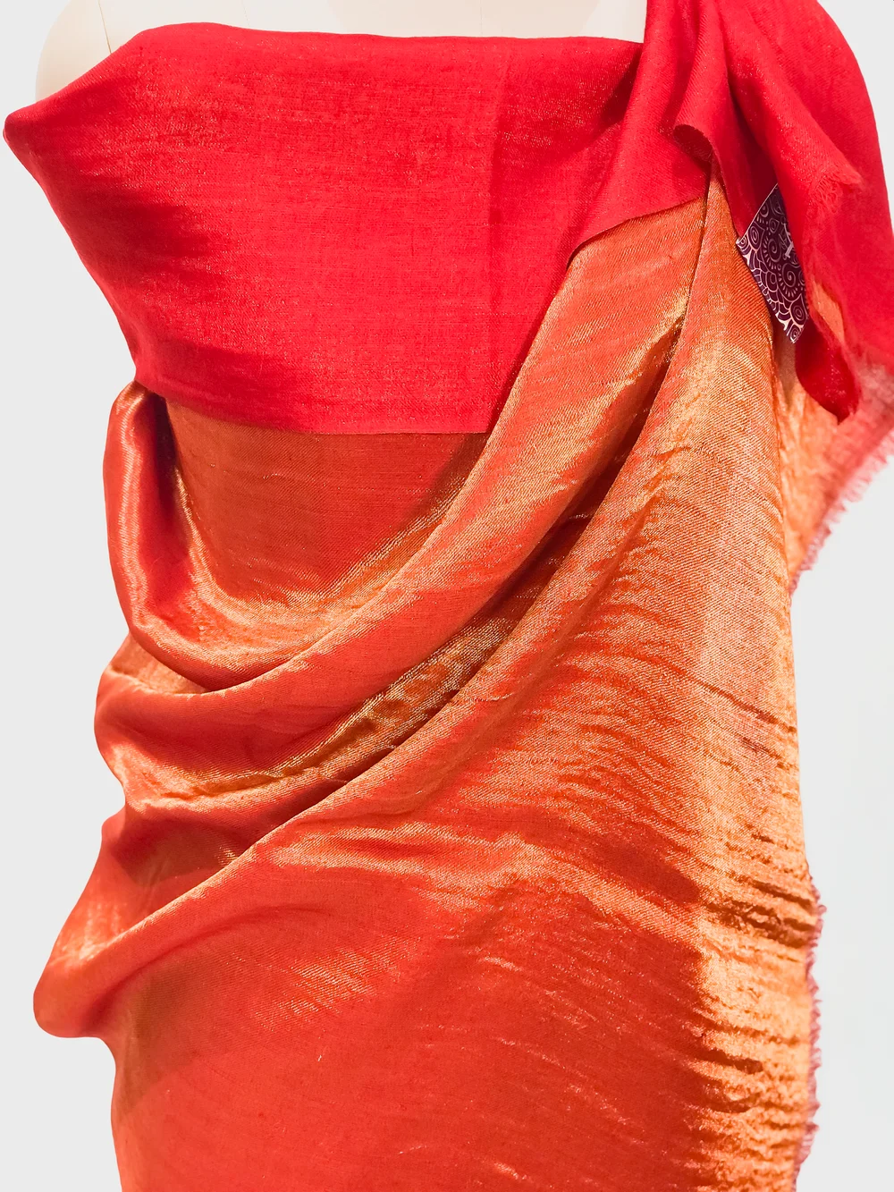 Zari Reversible Red Pure Pashmina Shawl Front