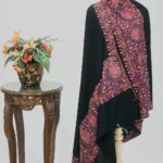 Black Pure Pashmina Shawl With Papier Mache Border Design