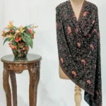 Black Pure Pashmina Shawl With Multi-Colour Sozni Jamawar Hand Embroidery