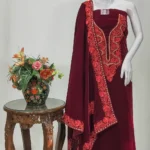 Maroon Velvet Salwar Suit with Aari And Tilla Work and Velvet Dupatta