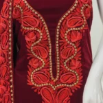Maroon Velvet Salwar Suit with Aari And Tilla Work and Velvet Dupatta Front