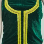 Green Velvet Tunic with Aari and Kardana Work Front