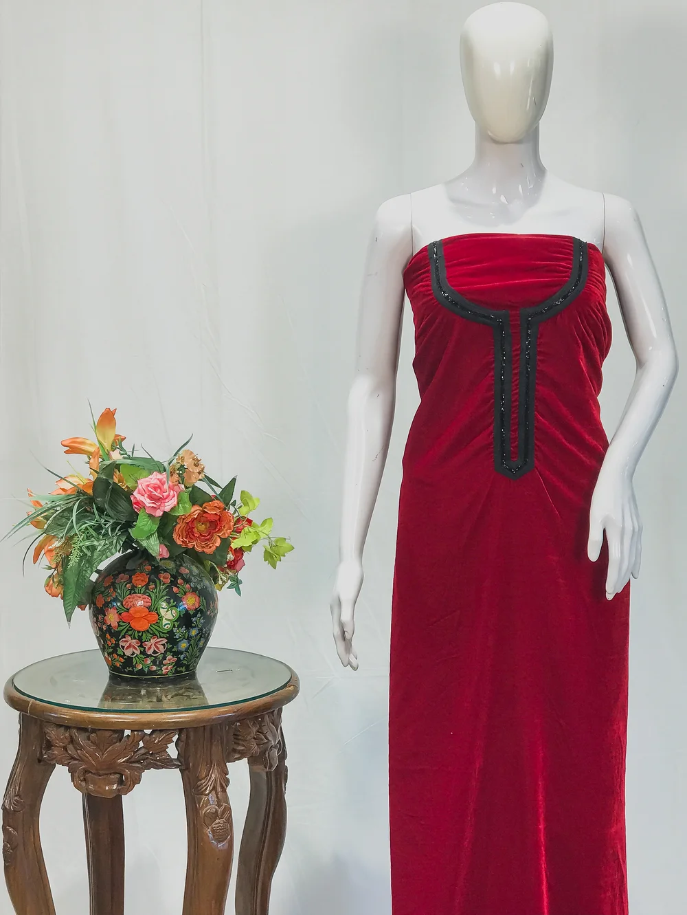 Maroon Velvet Tunic with Aari and Kardana Work Maroon Velvet Tunic with Aari and Kardana Work