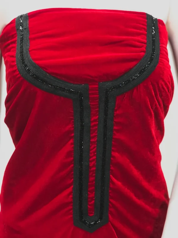 Maroon Velvet Tunic with Aari and Kardana Work Front