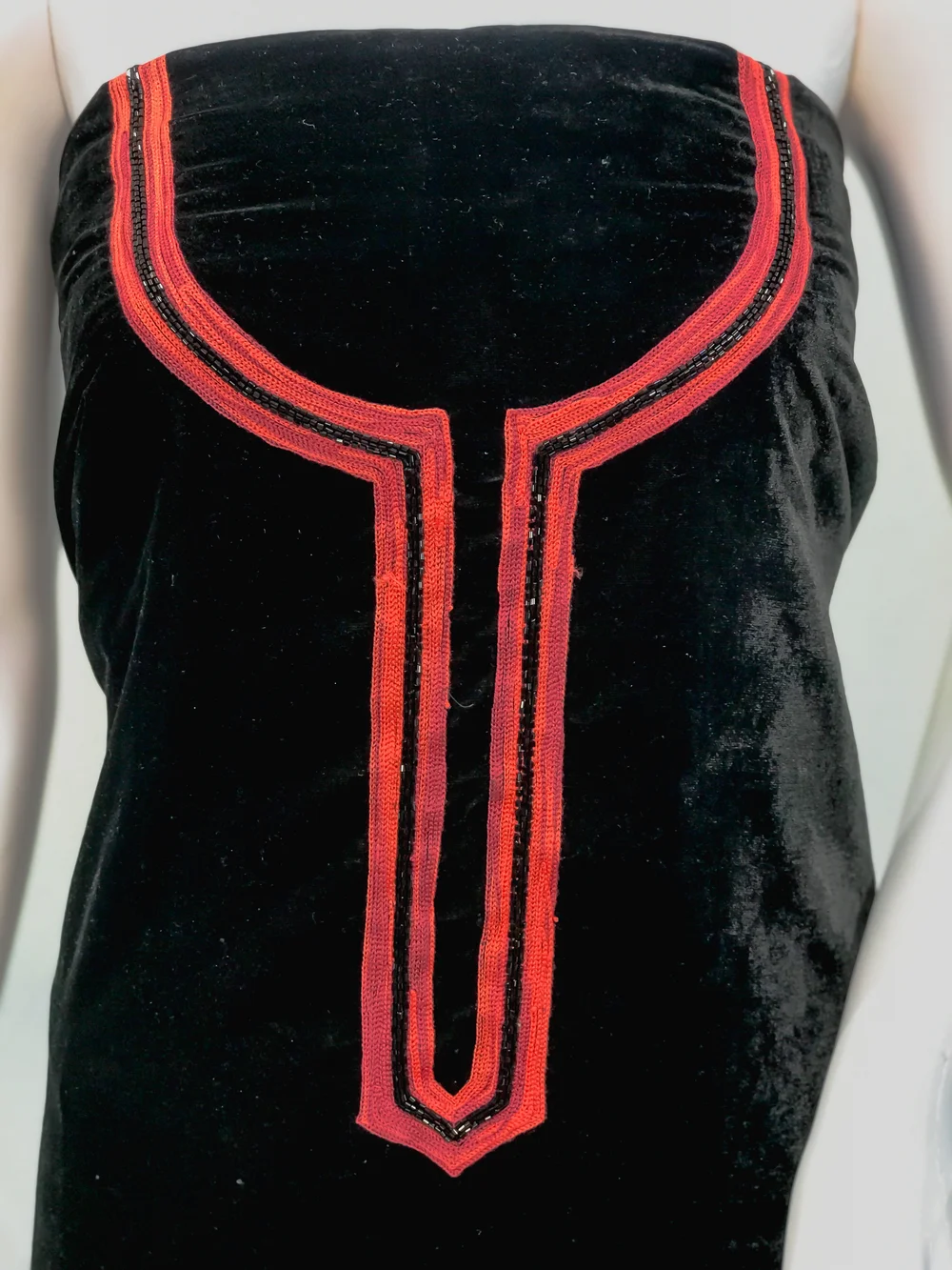 Black Velvet Tunic with Aari and Kardana Work Front Black Velvet Tunic with Aari and Kardana Work Front