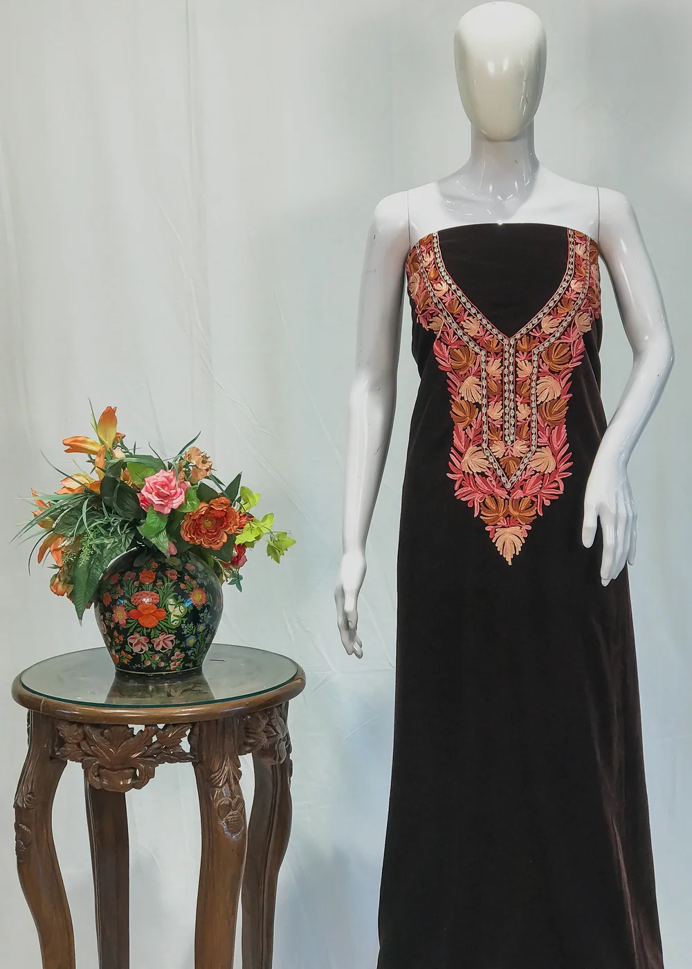 Brown Velvet Tunic with Aari and Tilla Work Brown Velvet Tunic with Aari and Tilla Work