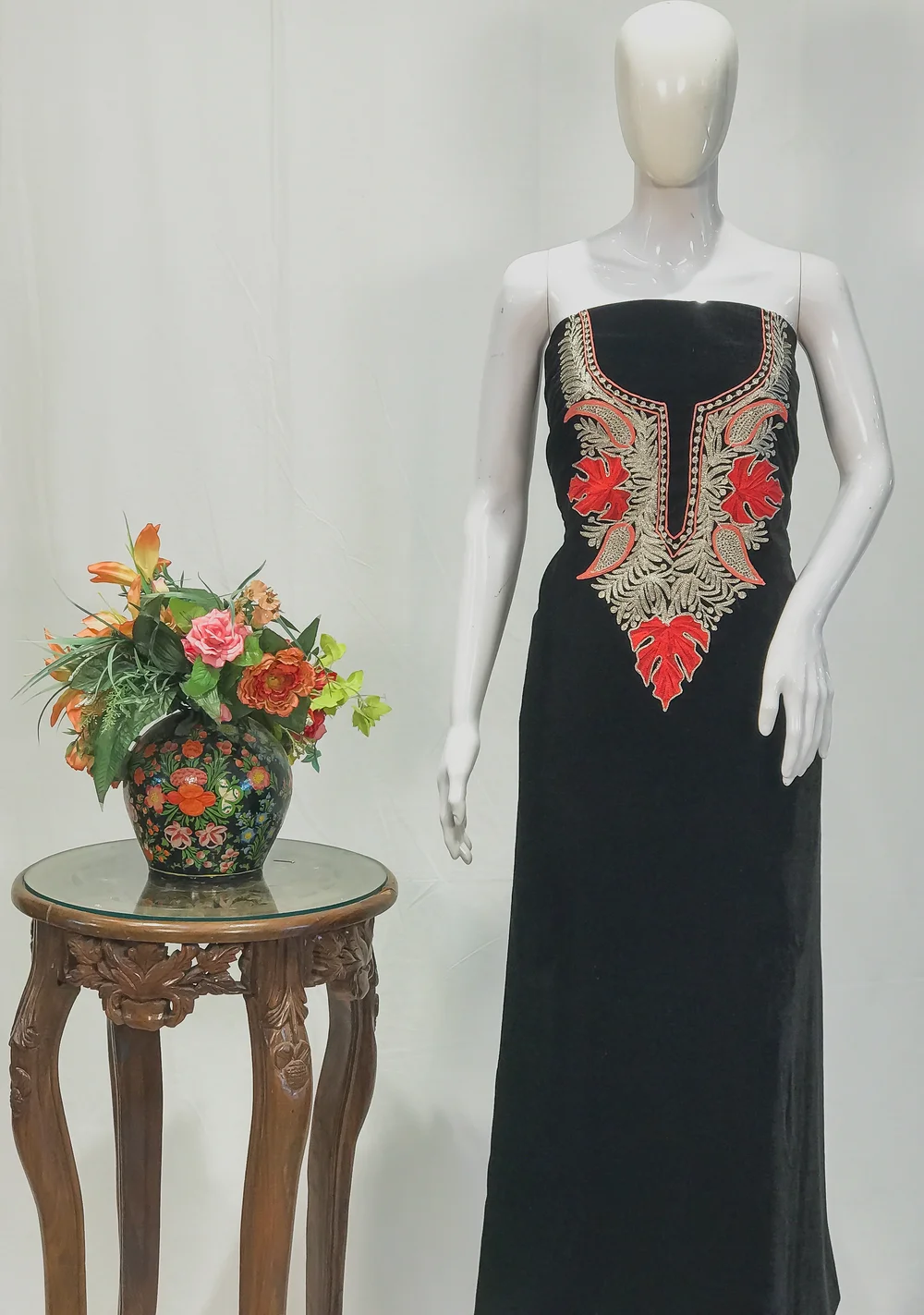 Deep Black Velvet Tunic with Aari and Tilla Work Deep Black Velvet Tunic with Aari and Tilla Work