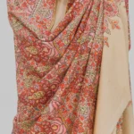 Beige Pure Pashmina Shawl With Multi-Colour Sozni Jamawar Hand Embroidery Front