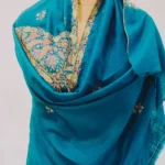 Aqua Green Pure Pashmina Shawl With Sozni Hand Embroidery Front