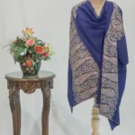 Navy Blue Pure Pashmina Shawl With Sozni Hand Embroidery