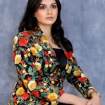 Black Blazer with Aari Jaal Floral Kashmiri Embroidery Side