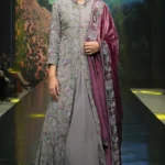 Grey Jacket Dress With Purple Ordni