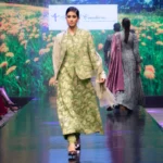 Green Flared Dress with Aari & Tilla Fusion Embroidery
