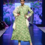 Green Flared Dress with Aari & Tilla Fusion Embroidery