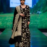 Black Flared Dress with Tilla Fusion Embroidery