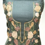 Pine Green Pure Wool Salwar Suit with Aari Embroidery Front